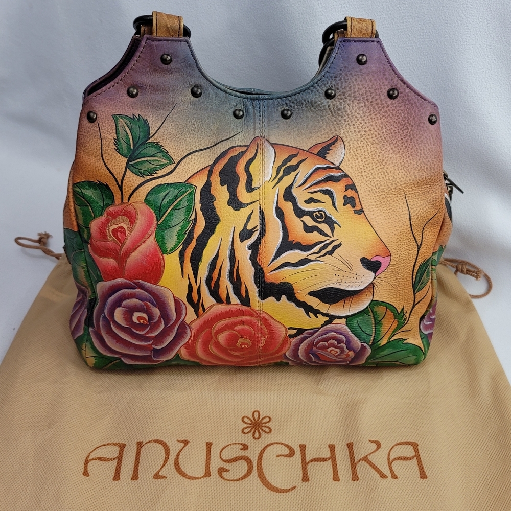 Anuschka Tiger And Rose Genuine Leather Purse - Picture 1 of 16